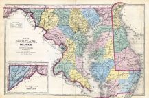 Maryland and Delaware State Map, Baltimore and Anne Arundel County 1878